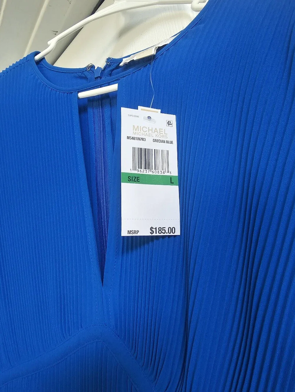 Pleated Long-Sleeve Dress - Royal Blue